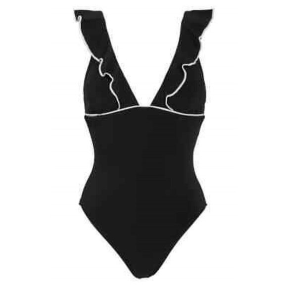 NWT Robin Piccone 12 Malia Ruffle 1PC Swimsuit 191212 Black 110953 - Picture 3 of 3